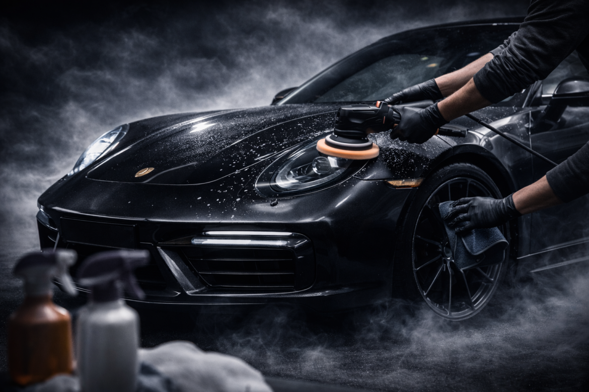 Autopflege bei dramatischer Beleuchtung