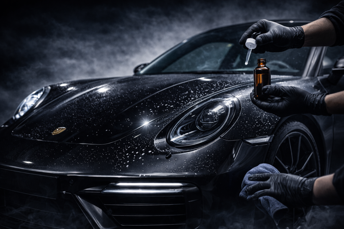 Sportwagen im Detail mit Keramikbeschichtung